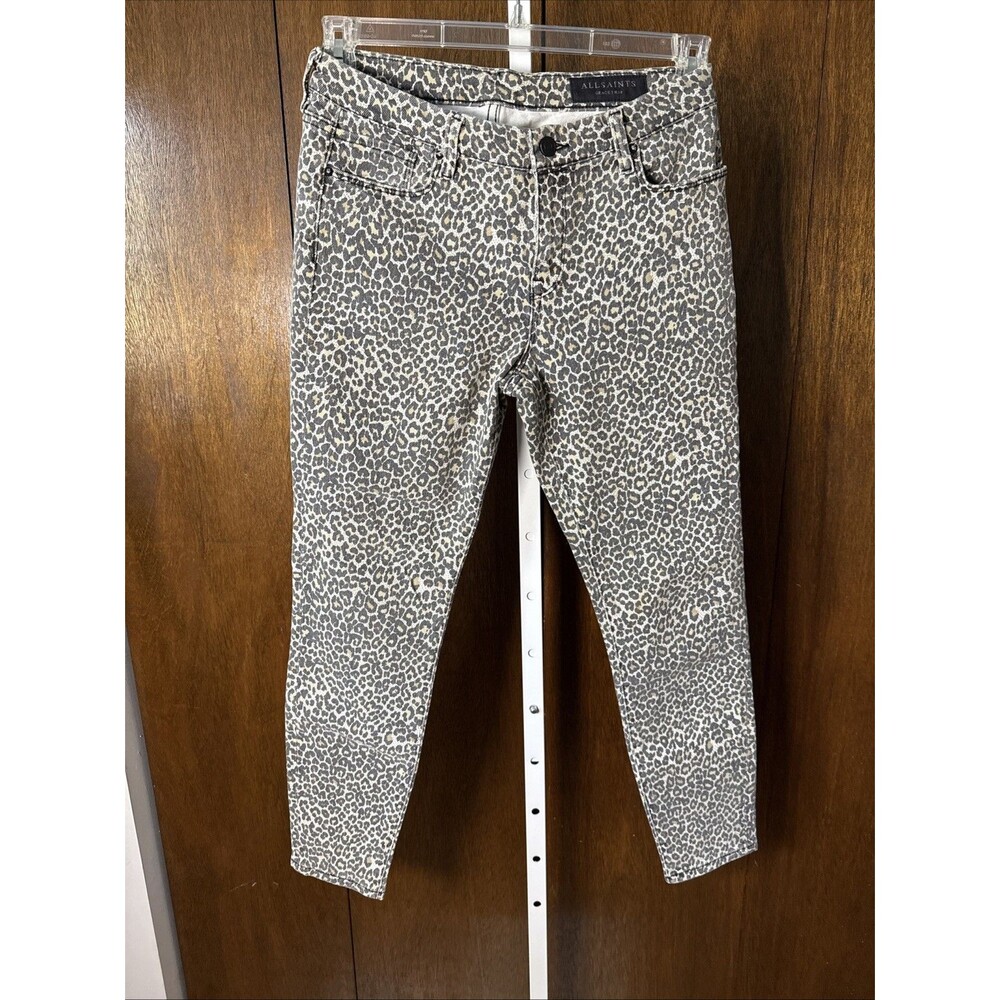 All Saints Grace Leopard Print Skinny Ankle jeans Sz 28 MSRP $140